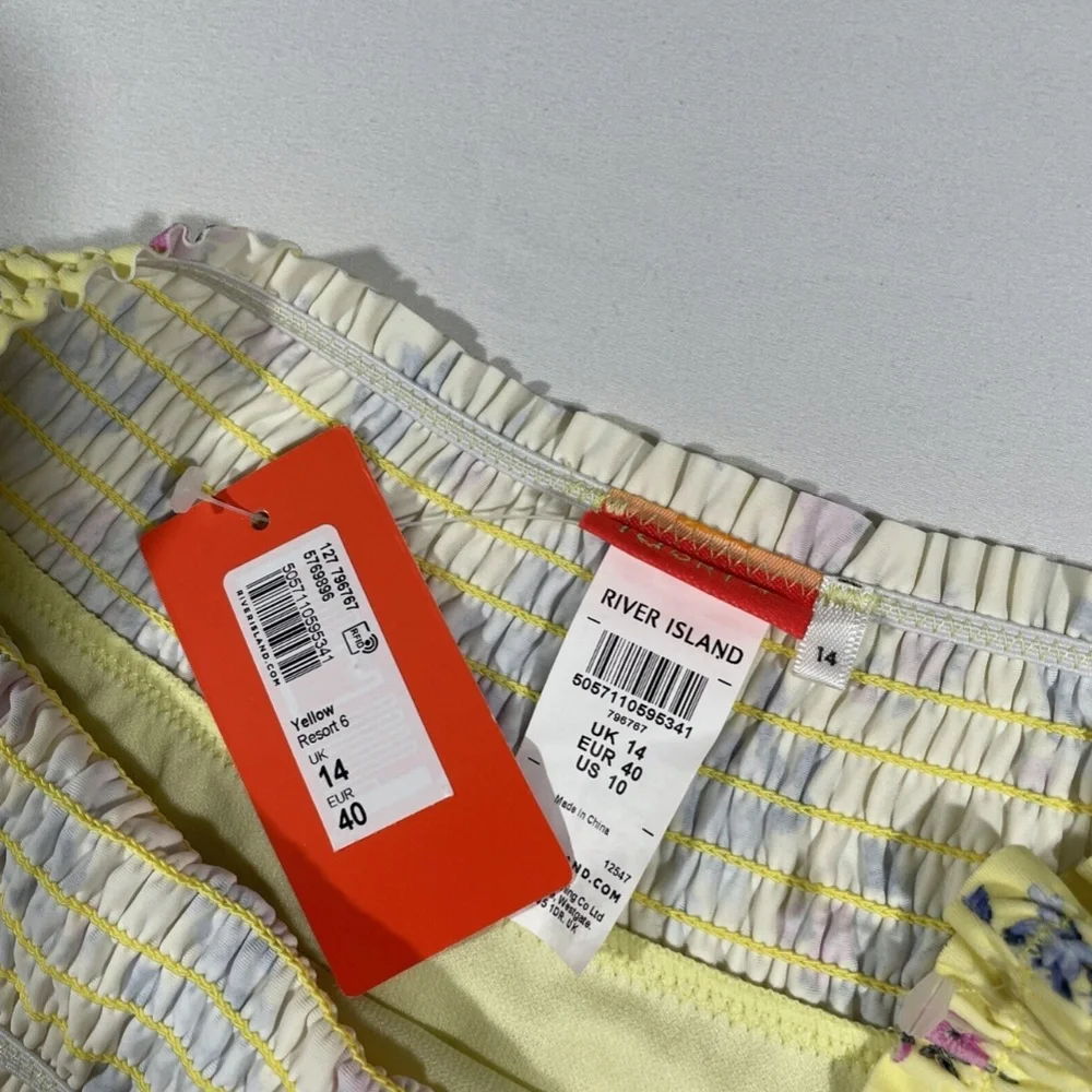 NWT River Island [ 10 US ] Mixed‎ Floral High Rise Bikini bottoms in Yellow